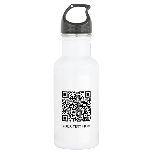 Fügen Sie Ihren eigenen QR Code Text Scan Minimal  Edelstahlflasche (Vorderseite)