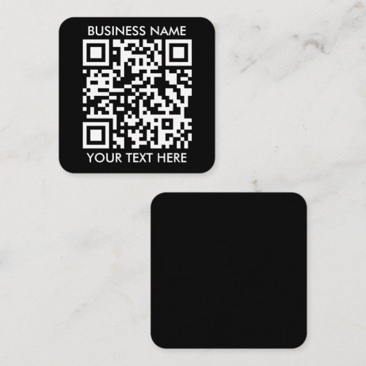 Fügen Sie Ihren eigenen QR Code Text Scan Minimal  Quadratische Visitenkarte (Vorne/Hinten)