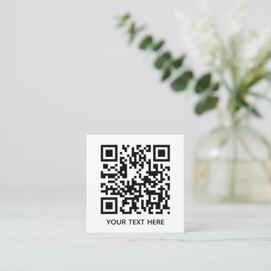 Fügen Sie Ihren eigenen QR Code Text Scan Minimal  Quadratische Visitenkarte (Stehend Vorderseite)