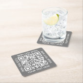 Fügen Sie Ihren eigenen QR Code Text Scan Minimal Rechteckiger Pappuntersetzer (Vor Ort)