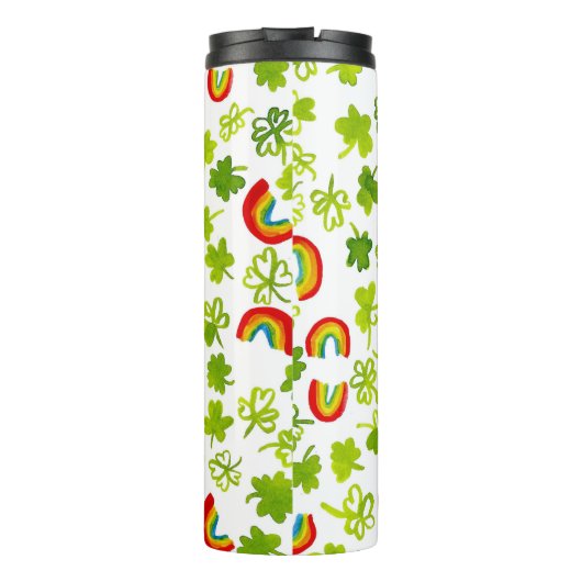 Fügen Sie Ihren eigenen Text hinzu! Kleeblätter un Thermosbecher (Rückseite)