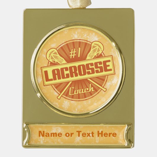 Fügen Sie Ihren eigenen Text Lacrosse Coach Holida Banner-Ornament Gold (Vorderseite)