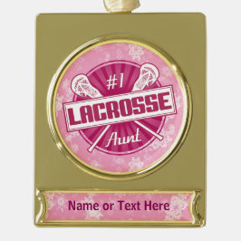 Fügen Sie Ihren eigenen Text Lacrosse Tante Weihna Banner-Ornament Gold