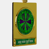 Fügen Sie Ihren eigenen Text Lacrosse Weihnachtssc Banner-Ornament Gold (Rechts)