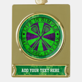 Fügen Sie Ihren eigenen Text Lacrosse Weihnachtssc Banner-Ornament Gold