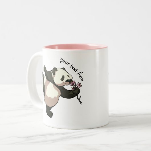 Fügen Sie Ihren eigenen Text Niedlich Panda Rieche Zweifarbige Tasse (Vorderseite Links)