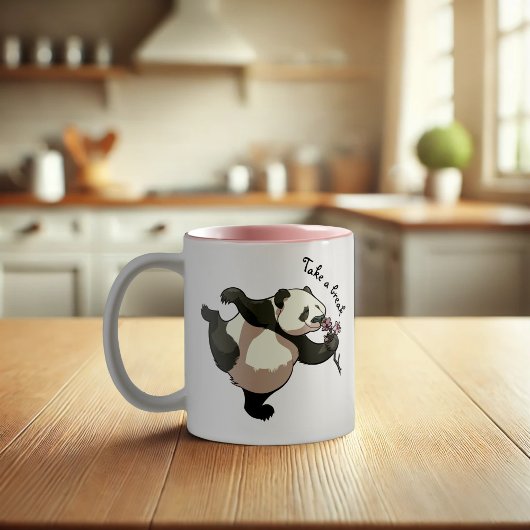 Fügen Sie Ihren eigenen Text Niedlich Panda Rieche Zweifarbige Tasse