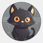 Fügen Sie Ihren eigenen Text Niedliche schwarze Ka Runder Aufkleber (Vorderseite)
