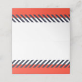 Fügen Sie Ihren eigenen Text trendy Orange und Blu Platzkarte (Außenseite Aufgefaltet)