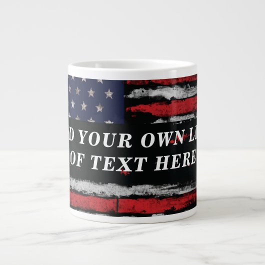 Fügen Sie Ihren eigenen Text unter der amerikanisc Jumbo-Tasse (Vorderseite)