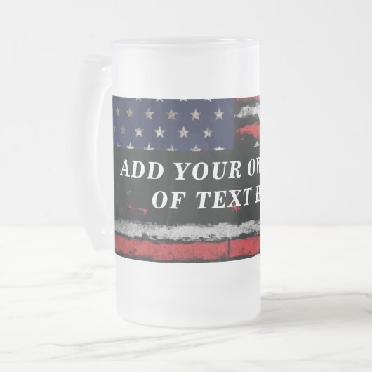 Fügen Sie Ihren eigenen Text unter der amerikanisc Mattglas Bierglas (Vorderseite Links)