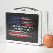 Fügen Sie Ihren eigenen Text unter der amerikanisc Metall Brotdose (Beispiel)