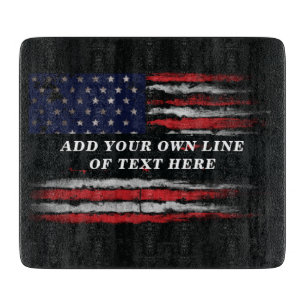 Fügen Sie Ihren eigenen Text unter der amerikanisc Schneidebrett