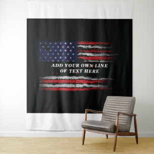 Fügen Sie Ihren eigenen Text unter der amerikanisc Wandteppich
