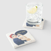 Fügen Sie Ihren eigenen Text zu Rosie Niveter Steinuntersetzer (Seitenansicht)