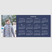 Fügen Sie Ihren Foto 2024 Kalender auf Navy Blue M Magnetkarte (Vorderseite)