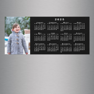 Fügen Sie Ihren Foto 2025 Kalender in Schwarz-Weiß Magnetkarte