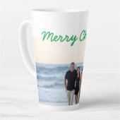 Fügen Sie Ihren Foto-Text fröhlich Weihnachtsfeier Milchtasse (Linke Ecke)