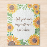 Fügen Sie Ihren inspirierenden Motivierend Zitat F Puzzle<br><div class="desc">Dieses einzigartige Puzzle ist mit Sonnenblumen und Grünpflanzen in Aquarellen dekoriert. Sie können inspirierende Zitate oder motivierend Botschaften in stilvolle Skripttypografie hinzufügen. Einfach anpassbar,  können Sie den Schriftart und die Farbe des Textes ändern. Original Wasserfarbe © Michele Davies.</div>