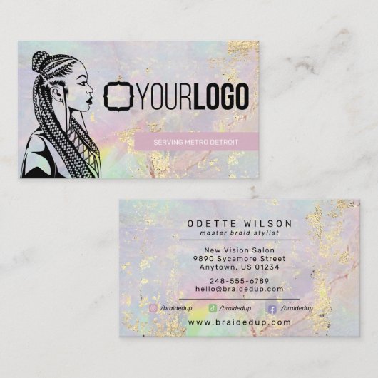 Fügen Sie Ihren Logo-Braid-Stylist oder den Friseu Visitenkarte (Vorne/Hinten)