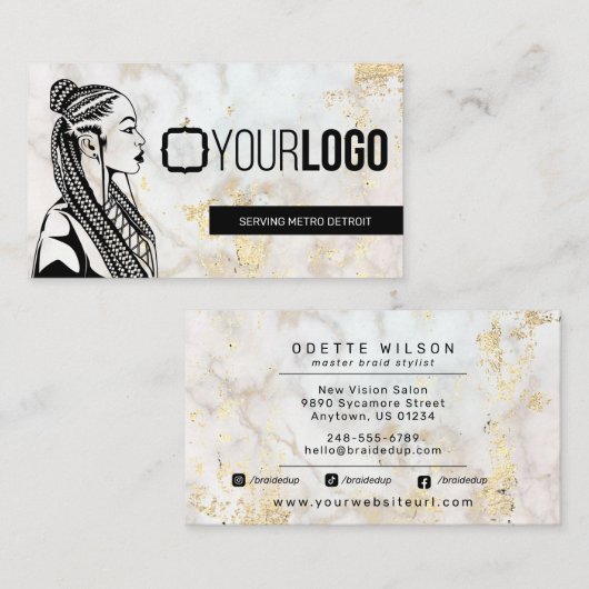 Fügen Sie Ihren Logo-Braid-Stylist oder den Friseu Visitenkarte (Vorne/Hinten)
