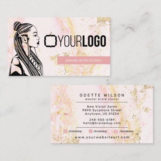 Fügen Sie Ihren Logo-Braid-Stylist oder den Friseu Visitenkarte (Vorne/Hinten)