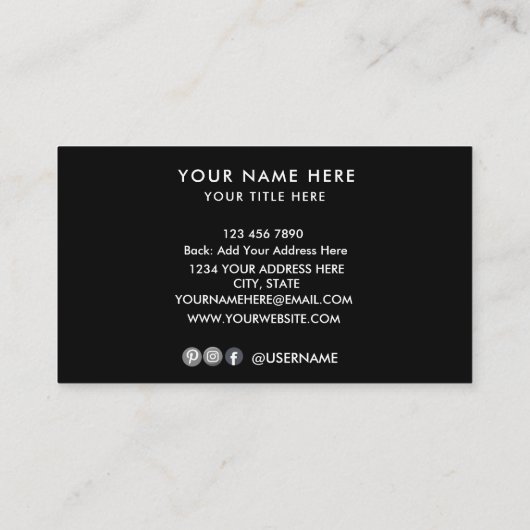 Fügen Sie Ihren Logo-Kreis beruflich schwarz hinzu Visitenkarte (Rückseite)