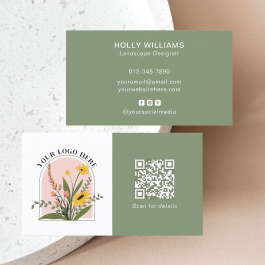 Fügen Sie Ihren Logo Social Media QR Code Corporat Visitenkarte