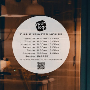 Fügen Sie Ihren Logo-Text QR-Code Geschäft Öffnung Fensteraufkleber