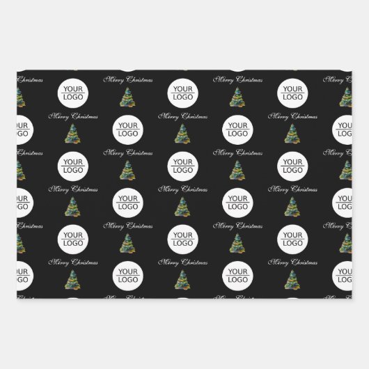 Fügen Sie Ihren Logo Text Werbeaktion Weihnachtsba Geschenkpapier Set (Vorderseite)