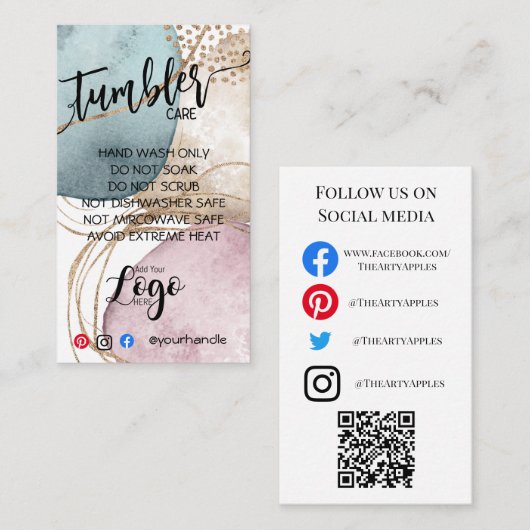 FÜGEN SIE IHREN LOGO TUMBLER CARE CARDS Gold Glitz Visitenkarte (Vorne/Hinten)