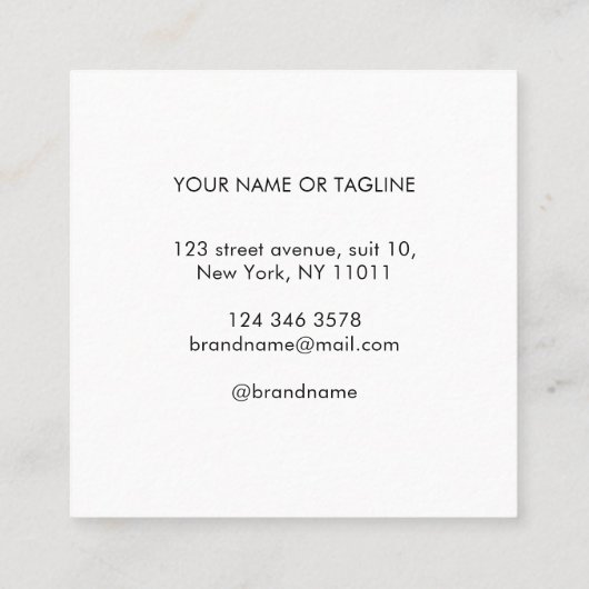 Fügen Sie Ihren Markennamen modernen minimalistisc Quadratische Visitenkarte (Rückseite)