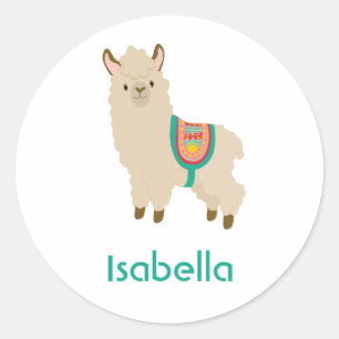 Fügen Sie Ihren Namen Aquarellama-individuelle Nam Runder Aufkleber