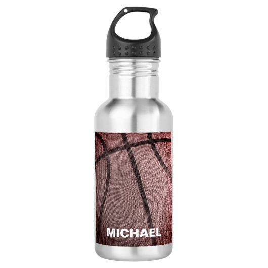 Fügen Sie Ihren Namen Basketball personalisierte J Edelstahlflasche (Vorderseite)