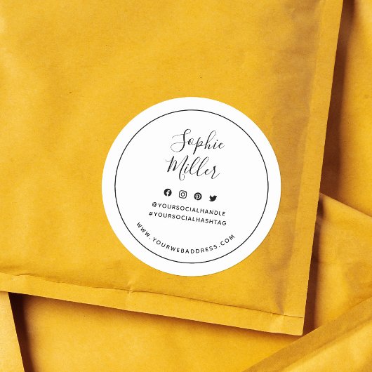 Fügen Sie Ihren Namen Black Border Social Media Br Runder Aufkleber