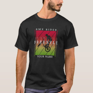 Fügen Sie Ihren Namen BMX Freestyle Rider auf Red  T-Shirt