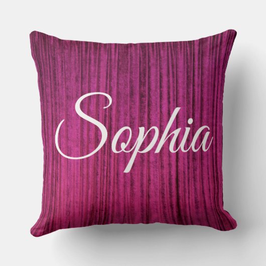 Fügen Sie Ihren Namen Bright Pink Velvet Textur dr Kissen (Rückseite)