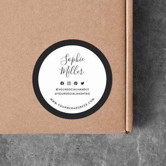 Fügen Sie Ihren Namen Custom Border Social Media B Runder Aufkleber
