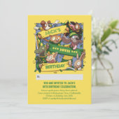 Fügen Sie Ihren Namen Geburtsdatum Tierfans Gelb & Einladung (Stehend Vorderseite)