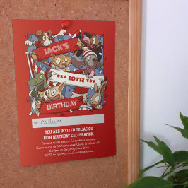 Fügen Sie Ihren Namen Geburtsdatum Tierlüfter rot  Einladung