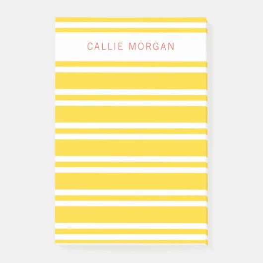 Fügen Sie Ihren Namen Gelb Streifen Post-it-Notize Post-it Klebezettel (Vorderseite)