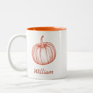 Fügen Sie Ihren Namen Halloween-Kürbis-Illustratio Zweifarbige Tasse