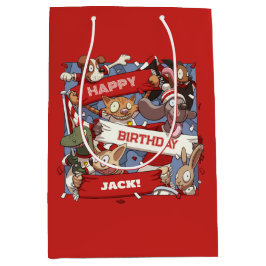 Fügen Sie Ihren Namen Happy Birthday Animal Fans C Mittlere Geschenktüte