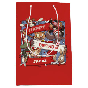 Fügen Sie Ihren Namen Happy Birthday Animal Fans C Mittlere Geschenktüte