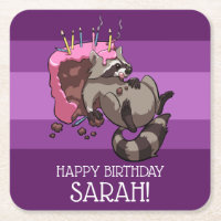 Fügen Sie Ihren Namen Happy Birthday Funny Raccoon