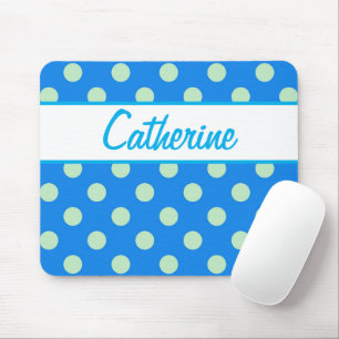 FÜGEN SIE IHREN NAMEN HINZU  - Blaue Polka-Punkte Mousepad