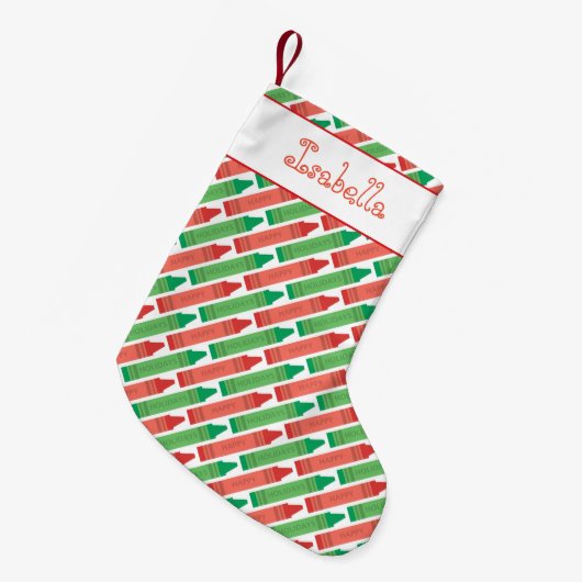 Fügen Sie Ihren Namen Holiday Crayons hinzu Kleiner Weihnachtsstrumpf (Vorderansicht (hängend))