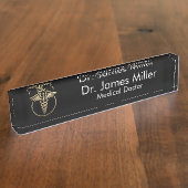Fügen Sie Ihren Namen Medical Caduceus Symbol Blac Namensplakette (Seite)