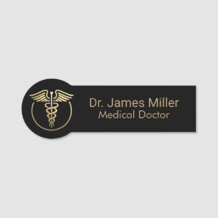 Fügen Sie Ihren Namen Medical Caduceus Symbol Blac Namensschild