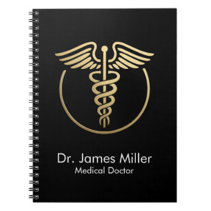 Fügen Sie Ihren Namen Medical Caduceus Symbol Blac Notizblock